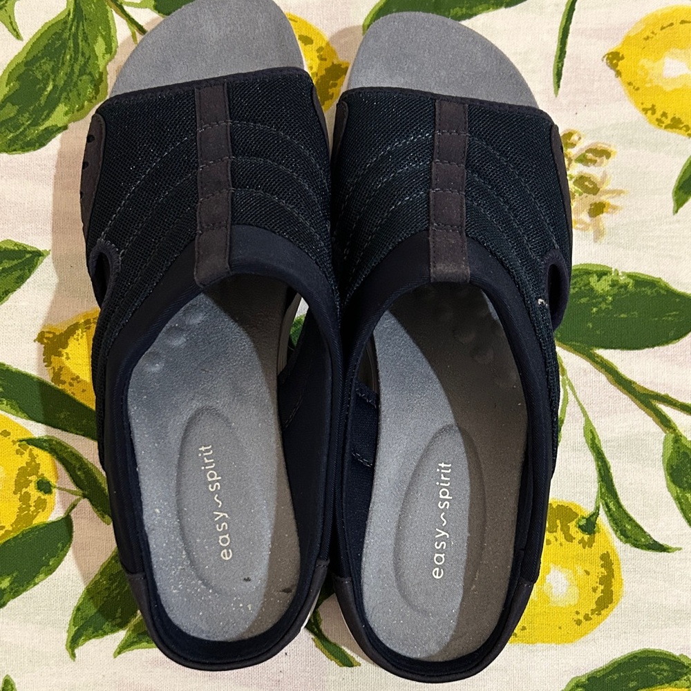 Easy Spirit Women's Navy and Brown Slide Sandals
